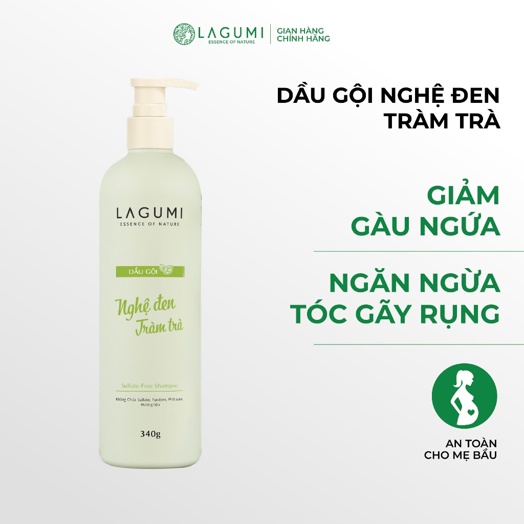 [HCM ] Dầu gội nghệ đen tràm trà LAGUMI 340gr