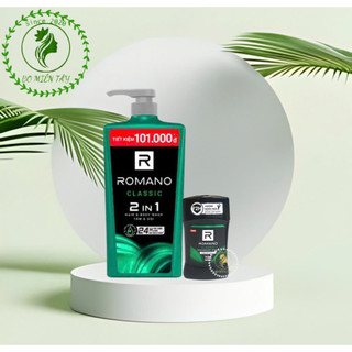 Dầu Gội Romano Classic 2in1 900g Cho Nam + Tặng Xà Bông 90g/ Nước Hoa 18ml – Sạch Gàu, Thơm Lâu