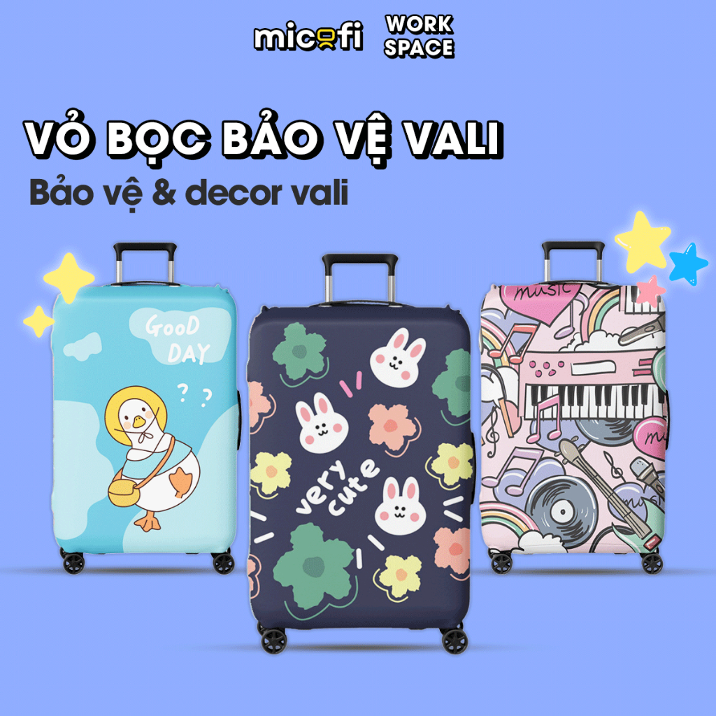  Bọc Vali Micofi Chống Trầy Túi Bọc Vali Cute Size 24 20 Vỏ Bao Vải Trùm Hành Lí Phụ Kiện Trong Suốt Chống Xước Co Giãn 