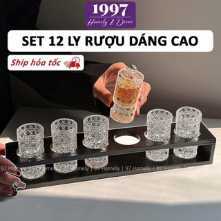 [Set 12] Ly Uống Rượu Thủy Tinh Shot 97 HOMELY Không Đế Cầm Dáng Cao 20ml Ship Hỏa Tốc DT250800301