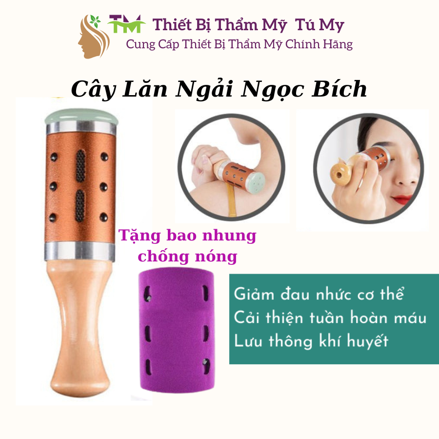 Con Lăn Ngải Ngọc Bích Dùng Massage Mặt và Body, Thanh Lăn Ngải Cứu Cầm Tay Giúp Thư Giãn Giảm Đau Mỏi Cổ Vai Gáy