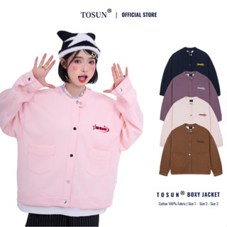 Áo Khoác Nỉ 2 Da Form Rộng Nam Nữ Thêu TOSUN Áo Khoác Bomber Unisex Thiết Kế Cổ Tàu Cá Tính K12