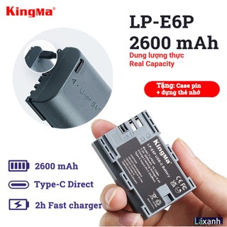  Pin Canon LP-E6P 2600mAh Type-C | Kingma Canon EOS R R52 R6 5D2 5D3 5D4 6D 6D2 7D 60D 70D 80D 90D XC10 XC15 lp e6p lpe6 