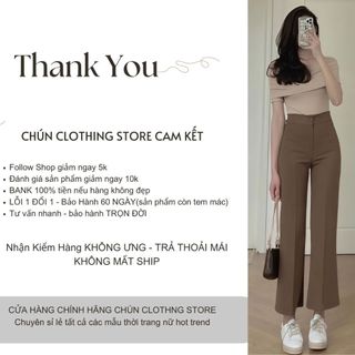 Quần Công Sở Nữ Ống Loe Cạp Cao Chất Tuyết Mưa Dáng Lỡ 1 Khuy Quần Tây Ống Vảy Nhẹ Tôn Dáng Trẻ Trung 055