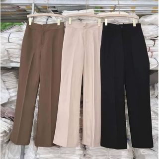 Quần Công Sở Nữ Ống Loe Cạp Cao Chất Tuyết Mưa Dáng Lỡ 1 Khuy Quần Tây Ống Vảy Nhẹ Tôn Dáng Trẻ Trung 055