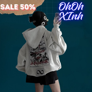 ÁO HOODIE ZIP INFINITY Họa Tiết Sau lưng - Áo Hoodie Zip Đắp Vải Form Rộng Unisex Nam Nữ Chất Nỉ Bông Dày Dặn 380gsm