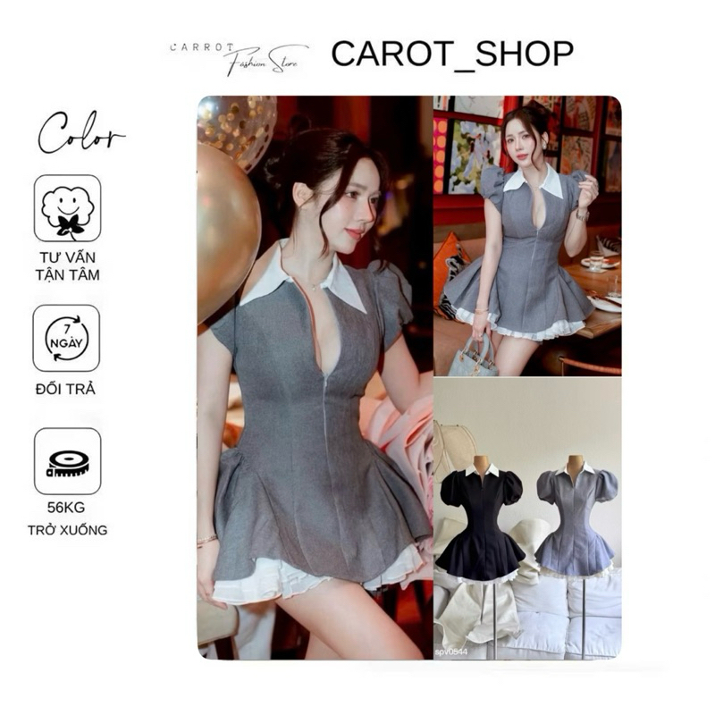 𝐕𝐇𝐓𝟏𝟕 ( 𝐁𝐈𝐆𝐒𝐈𝐙𝐄) Đầm sơ mi TK cao cấp “ KHOÁ KÉO “ 𝐒 => 𝟑𝐗𝐋 + 𝐊𝐄̀𝐌 𝐐𝐔𝐀̂̀𝐍  tôn v1 tùng xoè tay phồng chanh xả by Carot | BigBuy360 - bigbuy360.vn