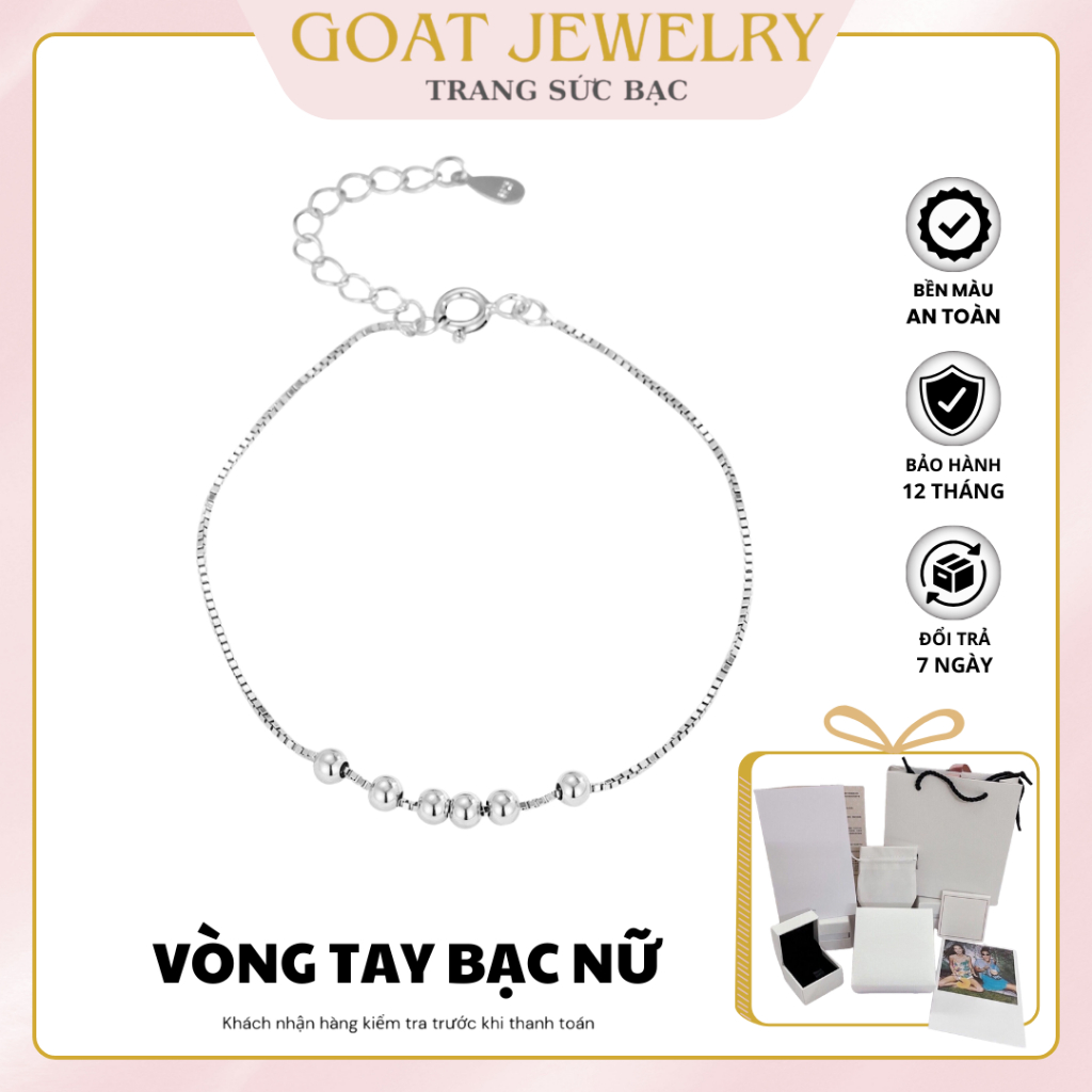 Vòng Tay Nữ Bạc S925 Tùy Chỉnh Kích Thước Goat Jewelry Pea Bracelet Hạt Đậu Tình Yêu Bạc S925 Trang 