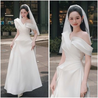 ĐẦM XOÈ MẶC CƯỚI CỔ U XÉO TAY PHỒNG full size:S/M/L/Xl ( ẢNH &VIDEO CHỦ SHOP TỰ QUAY 1000%)