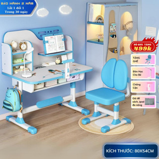 Bàn Học Sinh Thông Minh Chống Lóa, Chống Cận, Bàn Học Sinh Đa Năng Tặng Kèm Ghế, Đèn Led, Kệ Đựng Sách - Nội Thất Luna