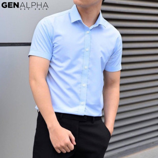  Áo sơ mi tay ngắn nam nũ chất lụa thái chất lượng hạn chế nhăn áo sơ mi ngắn tay công sở GENA324 