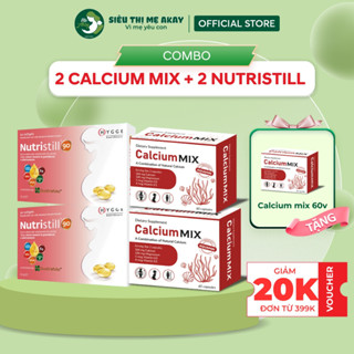 [Combo 2 tháng] Combo Vitamin bầu Nutristil 90 +  Canxi hữu cơ Calcium Mix - Chăm sóc sức khỏe cho Bà bầu và Mẹ sau sinh