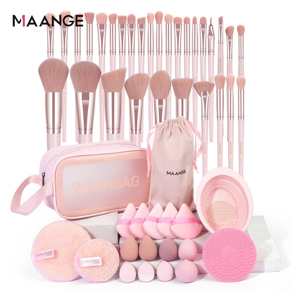 Bộ 37 dụng cụ trang điểm MAANGE Bộ cọ trang điểm chuyên nghiệp với miếng bọt biển trang điểm, chất tẩy rửa cọ 51774