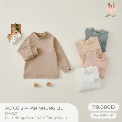 Áo Cổ 3 Phân Nhung Dành Cho Bé Lil Little Love DACL01