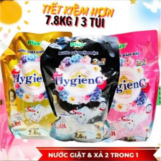  Tặng 3 quà   Combo 3 túi = 7,8kg nước giặt xả 2in1 HygienC hương hoa  1 túi x2,6kg  tặng 3 xịt vải khô 