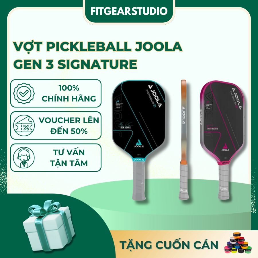 [TẶNG CUỐN CÁN] Vợt Pickleball JOOLA Gen 3 Signature 16mm – Charged Carbon – Reactive Honeycomb