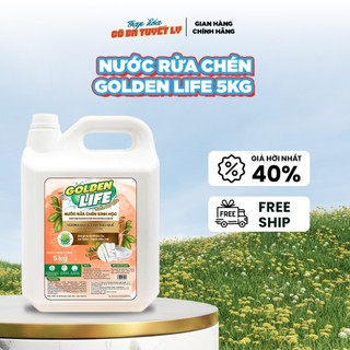  Nước Rửa Chén Sinh Học Hương Quế Golden Life 5kg - Enzyme Sinh Học Làm Sạch Nhanh An Toàn Da Tay 