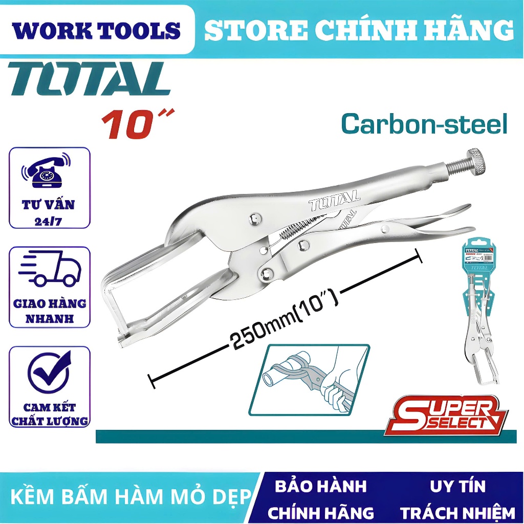 ĐỒ NGHỀ TOTAL Kềm bấm hàm mỏ dẹp 10inch THT1921003