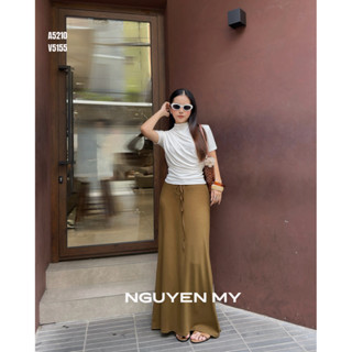  NGUYENMY- Chân váy thun lụa xoè cột dây   Phom dài 95cm  