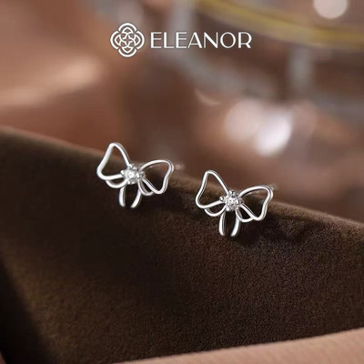 Bông tai nữ chuôi bạc 925 Eleanor Accessories hình nơ phụ kiện trang sức khuyên tai mini 10453
