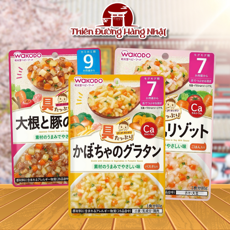 Cháo ăn dặm cho bé Wakodo Nhật Bản đủ vị