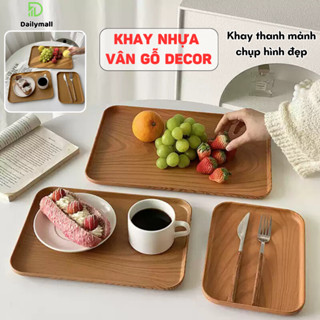 Khay nhựa vân gỗ decor quán cafe nhà hàng, khay nhựa vân gỗ đựng đồ ăn, trang trí chụp ảnh Dailymall