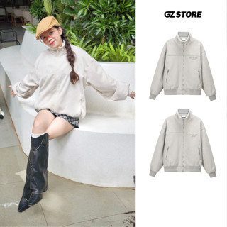 Áo khoác bóng chày cố đứng chất da lộn lót gió logo thêu mặt trước sau nam nữ unisex chất dày dặn