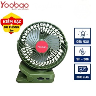 {Chính Hãng} Quạt Kẹp Tích Điện Yoobao F8 8000mAh - Tích Hợp Sạc Dự Phòng, Đèn Led, Móc treo