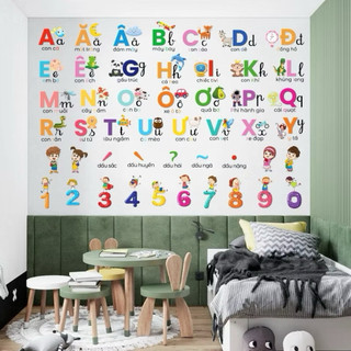  decal dán tường bảng chữ cái tiếng việt cho bé học tập  bóc dán từng chi tiết  