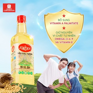 Dầu Đậu Nành Janbee Chai 1 Lít Nguyên Chất 100%, Không Trans Fat