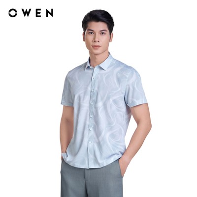 OWEN - Áo sơ mi ngắn tay Body Fit AB250123N màu Xám chất liệu Viscose-Polyester-Spandex