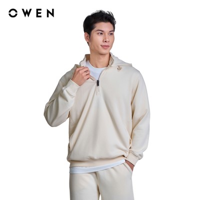 OWEN - Áo nỉ Regular Fit AN241462 màu Be chất liệu Cotton - Polyester
