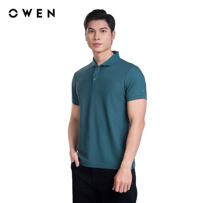 OWEN - Áo polo ngắn tay Bodyfit APV253613 màu Xanh lá đậm chất liệu Cotton-Poly-Spandex