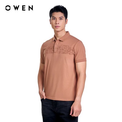 OWEN - Áo polo ngắn tay Bodyfit APV253629 màu Nâu chất liệu Cotton-Poly-Spandex