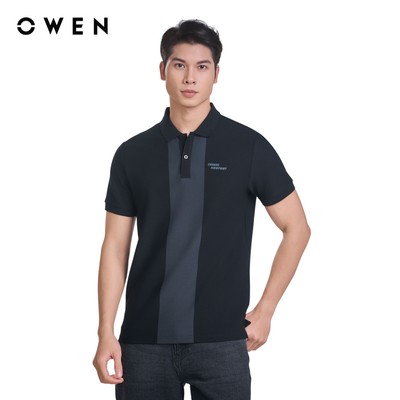 OWEN - Áo polo ngắn tay Bodyfit APV253631 màu Đen chất liệu Cotton-Poly-Spandex