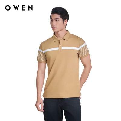 OWEN - Áo polo ngắn tay Bodyfit APV253633 màu Vàng đậm chất liệu Cotton-Poly-Spandex