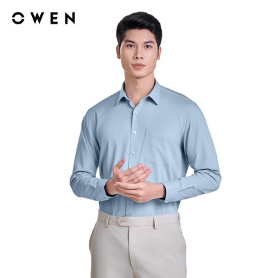 OWEN - Áo sơ mi dài tay Regularfit AR250019DT màu Xanh chất liệu Viscose-Polyester-Spandex