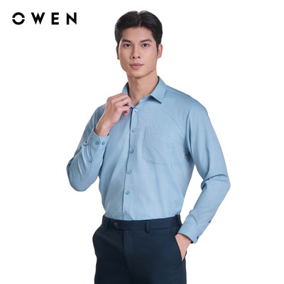 OWEN - Áo sơ mi dài tay Regularfit AR250026DT màu Xanh dương chất liệu Viscose-Polyester-Spandex