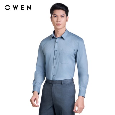 OWEN - Áo sơ mi dài tay Regular Fit AR250088DT màu Xanh đậm chất liệu Polyester-Viscose-Spandex