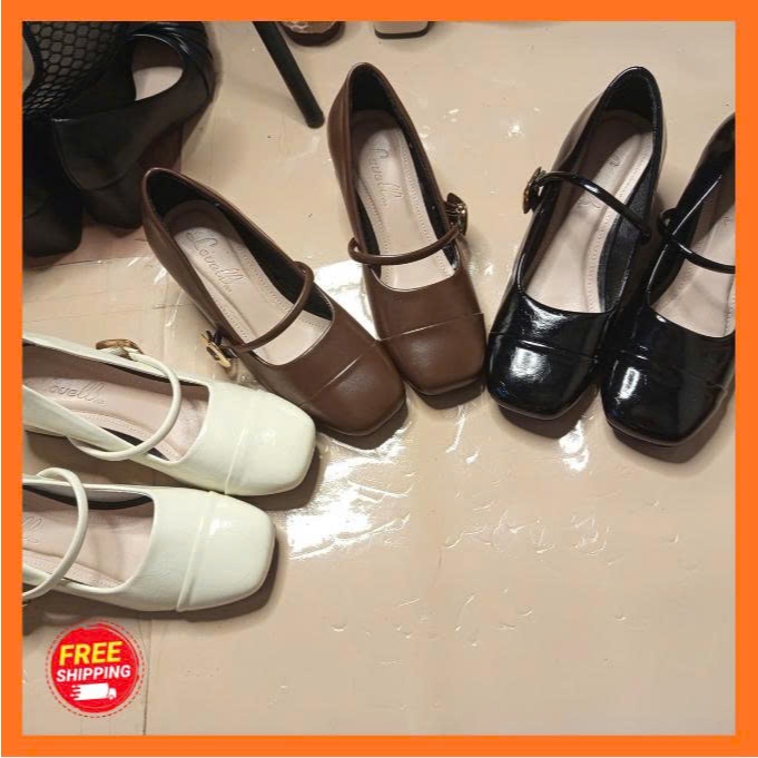 Giày cao gót 5cm quai cài ngang da mềm