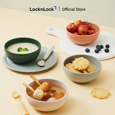 Bộ 2 Tô / Bộ 2 Dĩa chống trượt LocknLock Little Luv cho bé HPP961 / HPP962 - 2 Màu Xanh Lá / Hồng