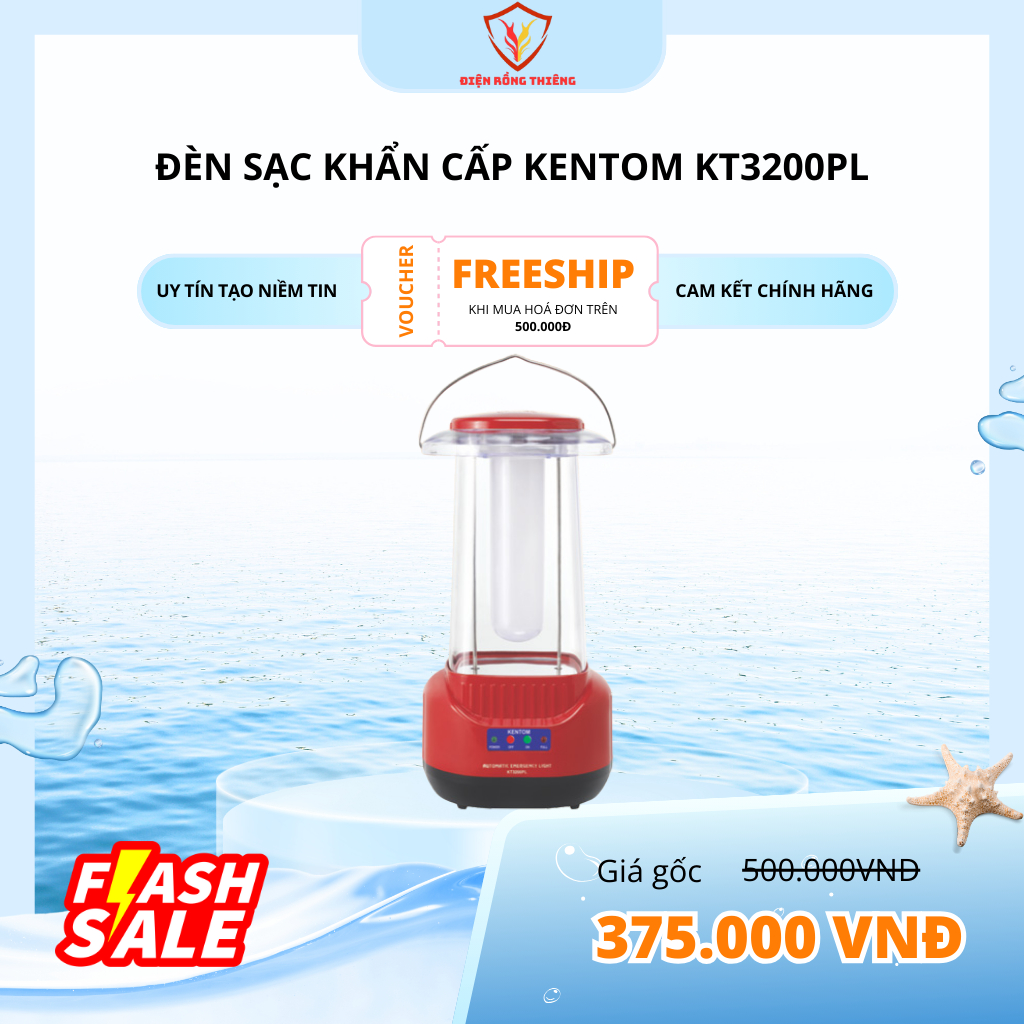 Đèn Sạc Khẩn Cấp Kentom KT3200PL – Chiếu Sáng Dự Phòng, Tiện Lợi