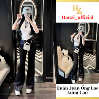 Quần Jean Nữ Dáng Ôm Lưng Siêu Cao Trơn Basic , Quần bò ống loe co giãn form dài phong cách trẻ trung QQ39