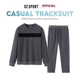 Bộ nỉ nam thu đông thể thao dài tay S2 SPORT kẻ ngang chất nỉ dày dặn quần cạp chun co giãn - BNF.04