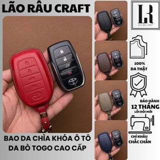  Bao da chìa khoá xe ô tô Toyota Fortuner Prado Innova bản V Hilux G bọc chìa khoá xe hơi da bò Togo thật TOY_C4 