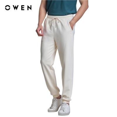 OWEN - Quần nỉ Regular Fit QN241452 màu Be chất liệu Cotton - Polyester