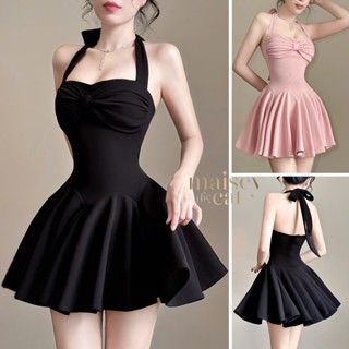 [MAISEY 2795] Đầm Xoè Tiểu Thư Thun Gân Có Mút Ngực – Thiết Kế Dáng Ngắn Sang Trọng