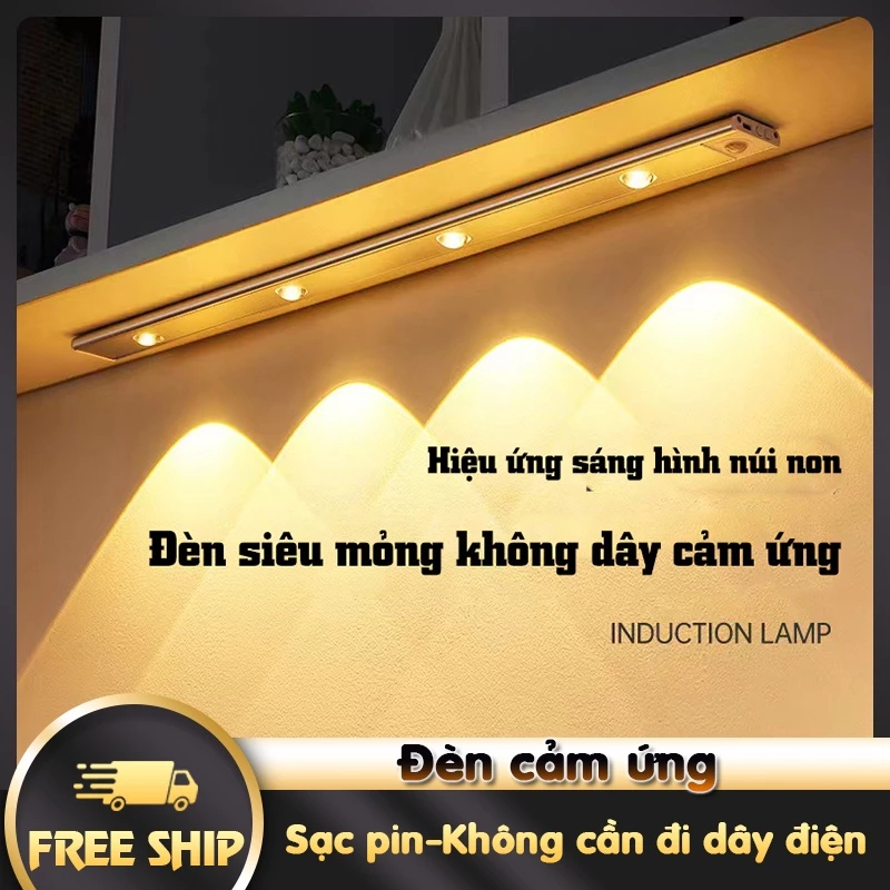 Đèn LED trang trí điều chỉnh độ sáng Đèn cảm ứng nhà bếp, tủ quần áo siêu sáng siêu mỏng dung lượng pin cao kèm sạc