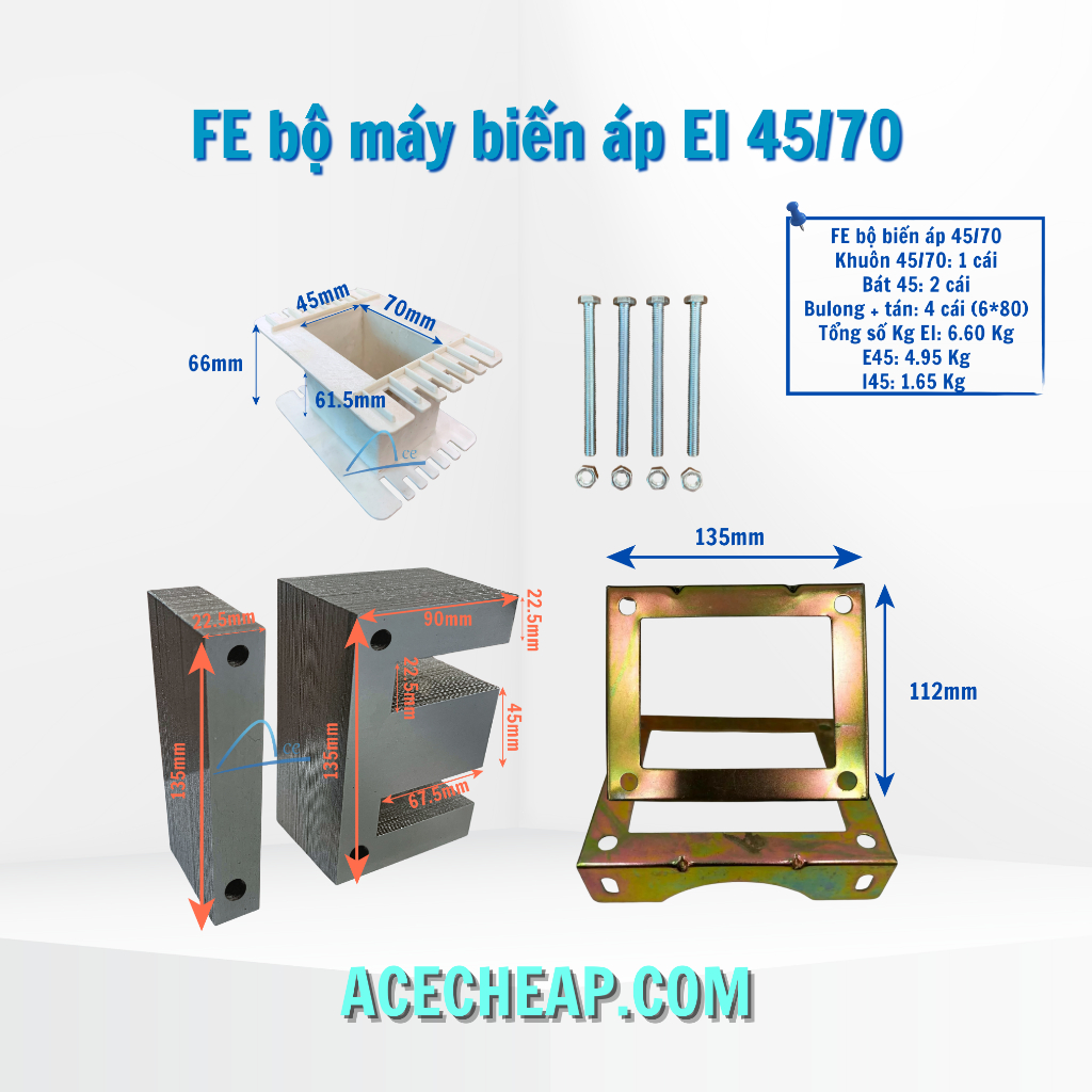 Fe bộ máy biến áp EI 45/70