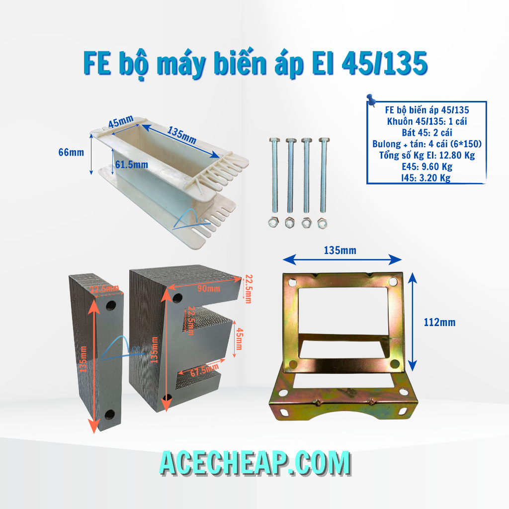Fe bộ máy biến áp EI 45/135